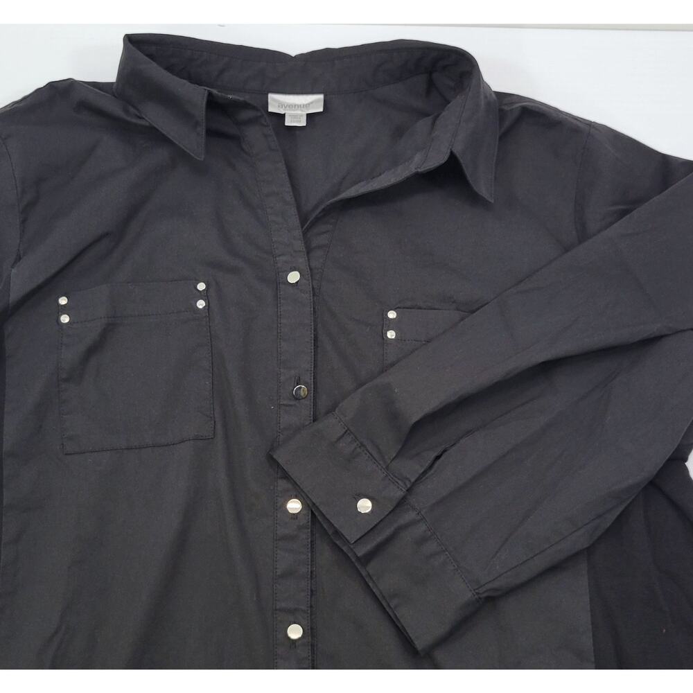 G) Avenue Woman Black 3/4 Sleeve Button Down Shirt 22/24 - Picture 10 of 11